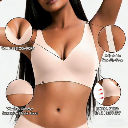 🎅🎄Christmas Sale Day! NESLEMY Women’s Wireless Deep V Seamless Push-Up Bralette — Ultra-Comfortable T-Shirt Bra
