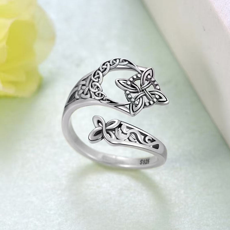 💍 S925 Sterling Silver Celtic Knot Ring – Open Adjustable Design, Timeless Symbolism & Hypoallergenic ✨